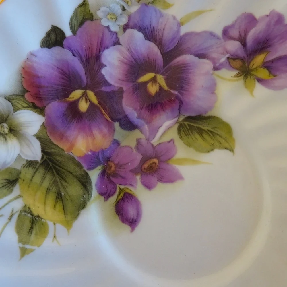 Vintage The Butchart Gardens July Pansies Cottagecore Decor Tea Party Saucer